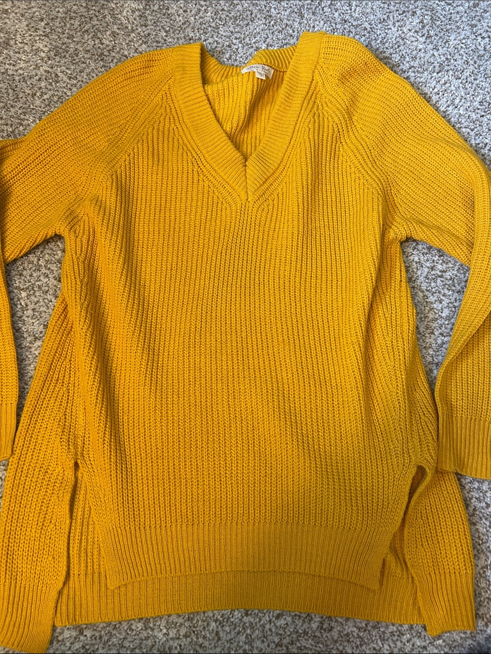 Ultra Flirt Mustard Yellow V-Neck Knit Sweater